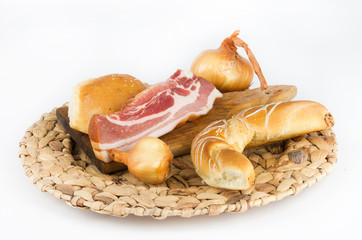 Bacon, bread, and onion