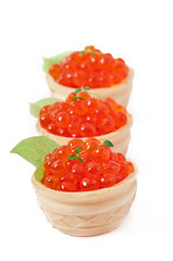 Tartlets with red caviar