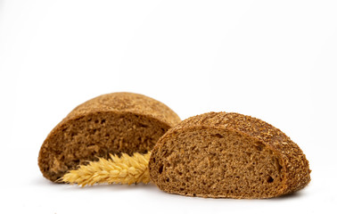 slices of black bread isolated