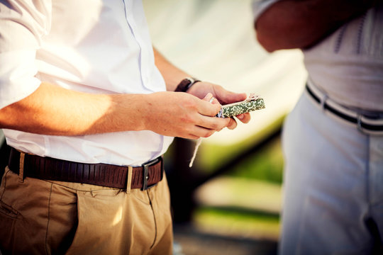 wedding ring in the young groom
