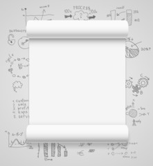 Blank scrolls of white paper