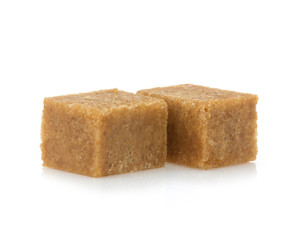 brown sugar cubes on white