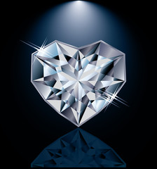 Shiny diamond heart, vector illustration
