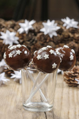 Chocolate cake pops decorated with stars
