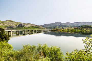 Beautiful landscape in Riaño reservoir, Leon, Spain