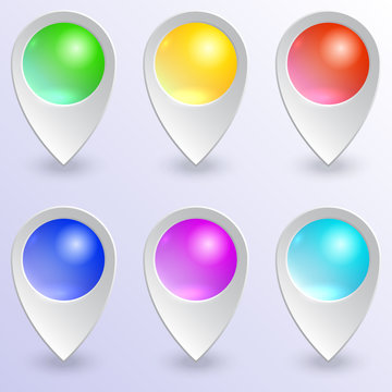 Vector set of colored map pins