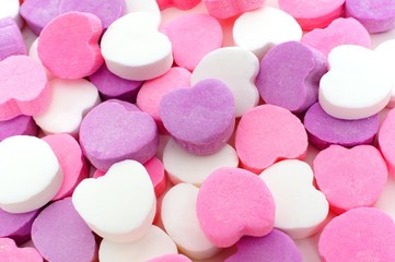 Valentines Day background of candy hearts