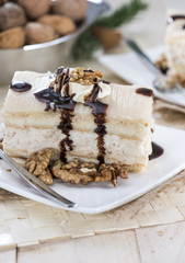 Portion of fresh made Walnut Cake