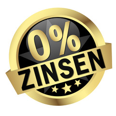 Button mit Banner " 0% ZINSEN "