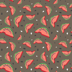 Seamless vector watermelon pattern with seeds