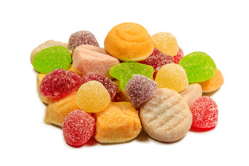 Assorted candy on white background