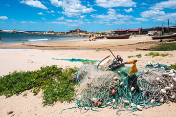 Nets on the Punta del Diablo Beach, Uruguay