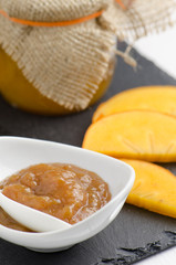 Persimmon fruit jam, close up