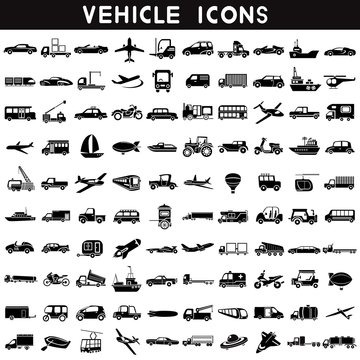 vehicle icons, transportation icons set, car set