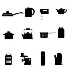 Set of icons of different types of kitchen appliances