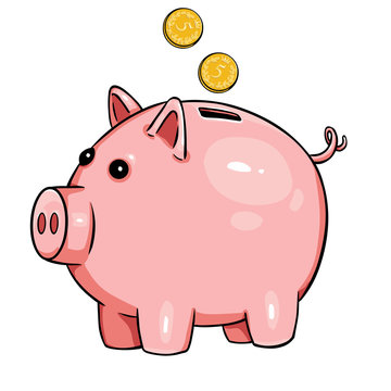 vector cartoon piggy bank