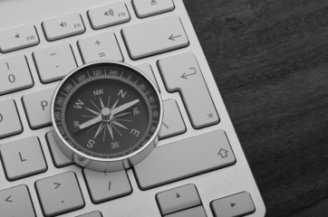 Keyboard with compass black and white