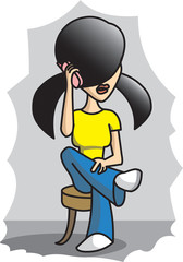 Girl talks by phone