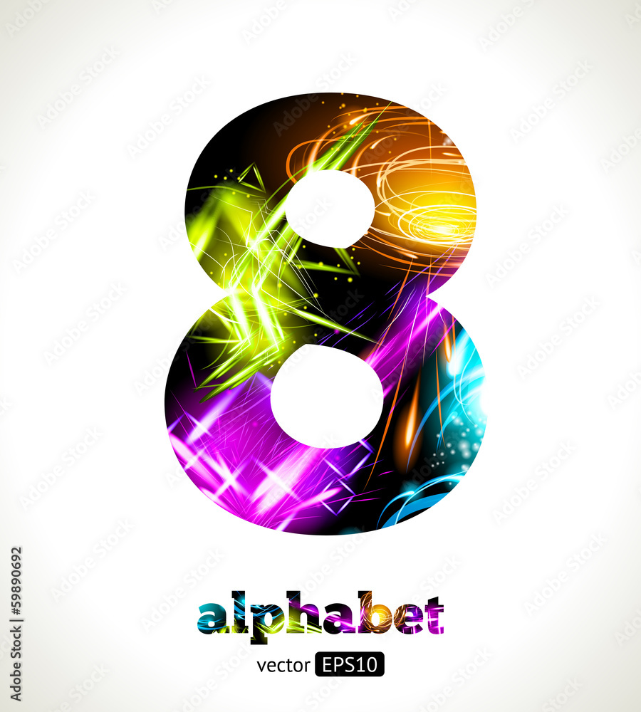 Poster vector customizable light effect alphabe