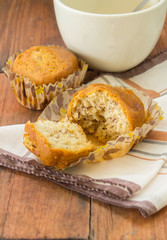 Banana cupcake with coffee