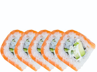 Philadelphia sushi roll isolated on white background