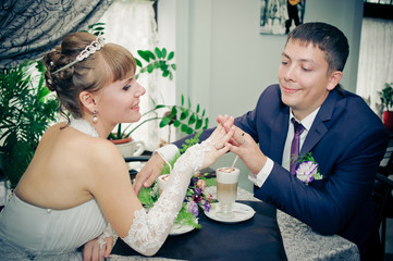Groom and Bride. wedding dress. Bridal wedding bouquet of flower