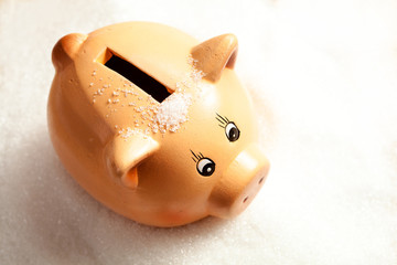 Piggy bank in a heap of sugar