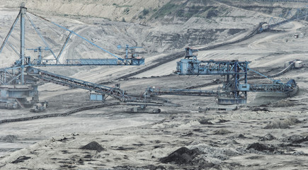 Coal mining in an open pit