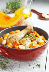 Chicken baked with pumpkin