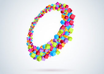 Colorful cubes form a ring - perspective