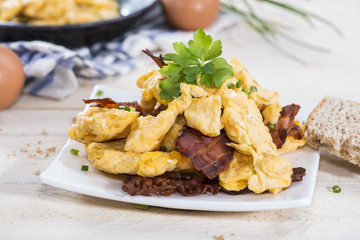 Portion of Scrambled Eggs with Bacon