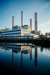 Electricity power plant near a river