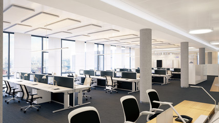 helles großraumbüro - white clean workplace