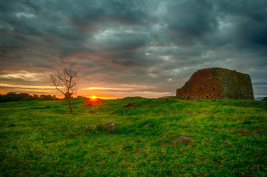 The nuraghe losa at the sunset