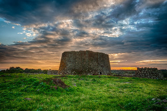 The nuraghe losa at the sunset