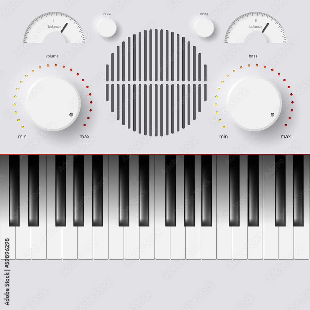 Sticker Vector Synthesizer Keys Knobs Buttons and keyboard