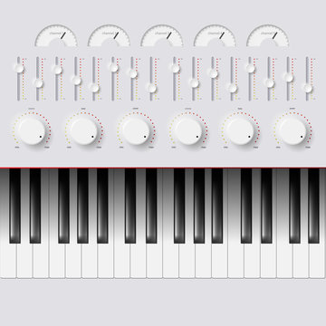 Vector Synthesizer Keys Knobs Buttons And Keyboard