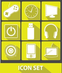 Media icons,Yellow buttons,vector
