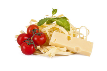 fresh pasta isolated on white background