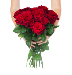 Naklejka premium hands holding roses