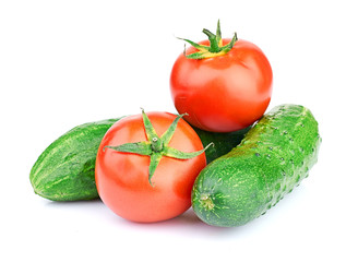 Ripe vegetables isolated on white background