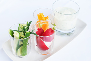 Cucumber, Radish and Pepper with Creamy Tarragon Dip