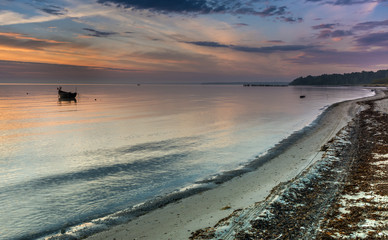 Sandy beach at the Baltic Sea at dawn