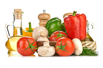 Fresh vegetables and mushrooms