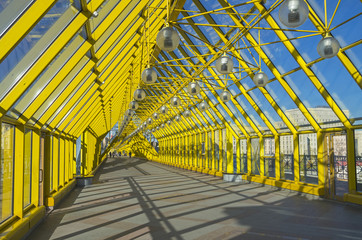 Inside a footbridge.