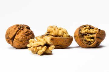 Walnut details on white background