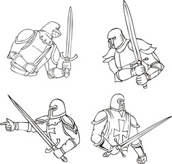 Set of knights with swords