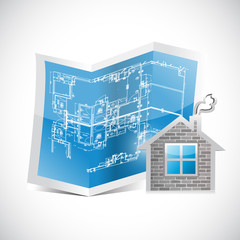 blueprint and home illustration design