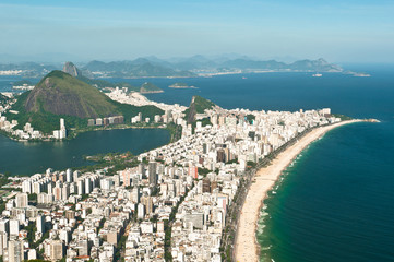 Aerial view of Ipanema and Leblon beach in Rio de Janeiro