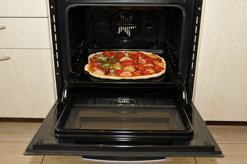 Ready pizza in oven